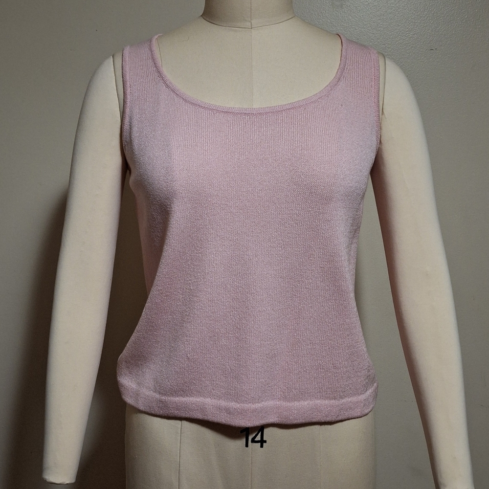 NWT St John Soft Pink Knit Tank Top Size M